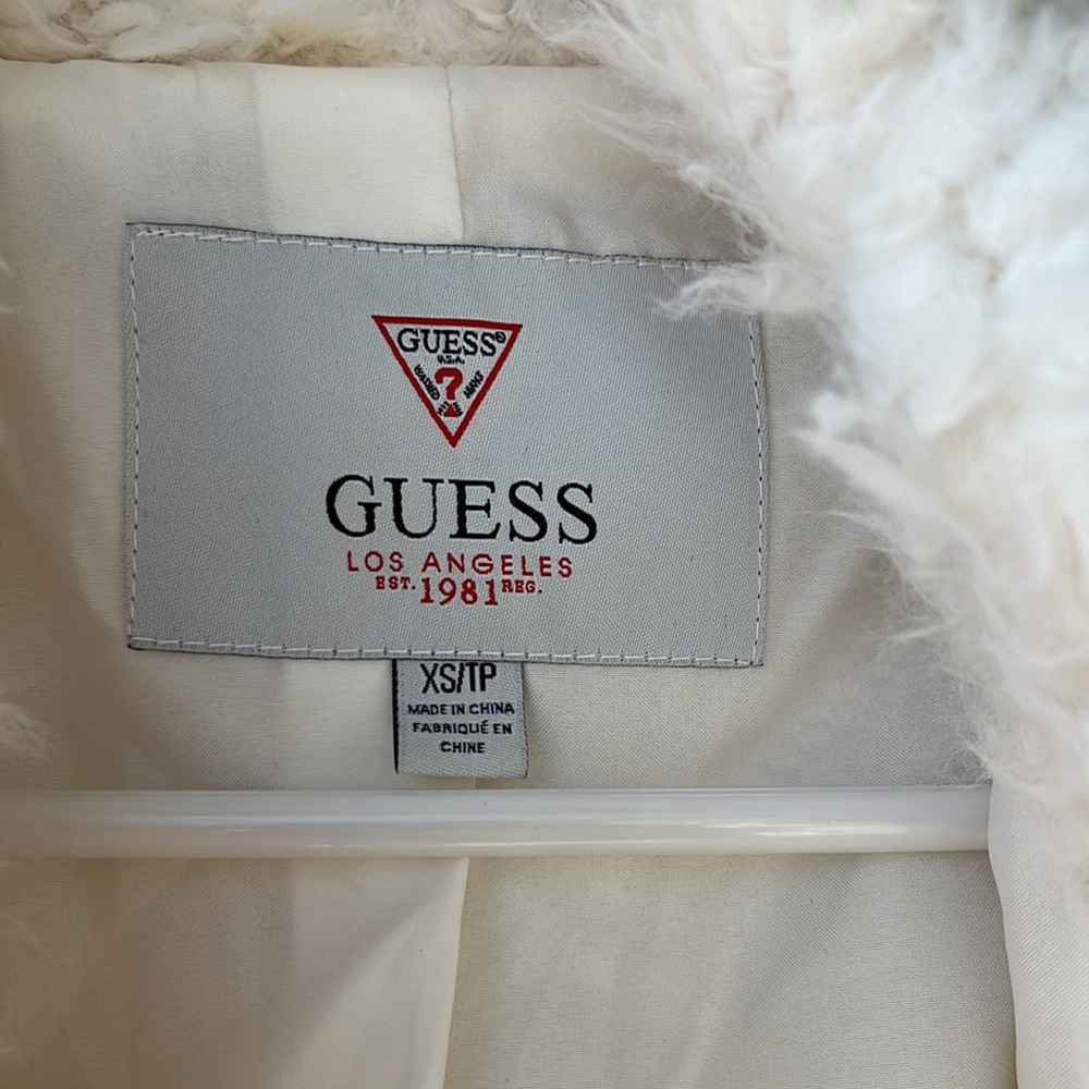 Guess Faux Fur Jacket White - Picture 2 of 4